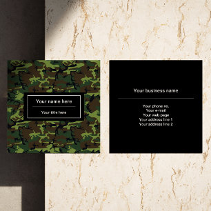 Green Camouflage, Military, Army Square Business Card
