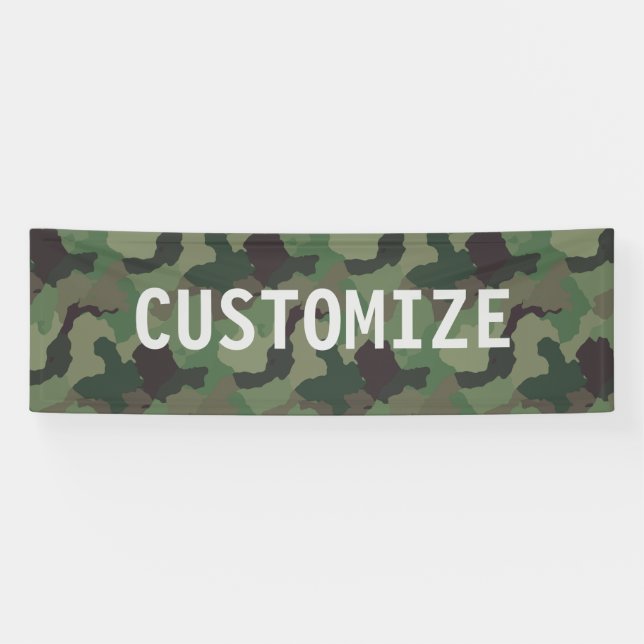 Green Camouflage Military USA Service Party Banner (Horizontal)