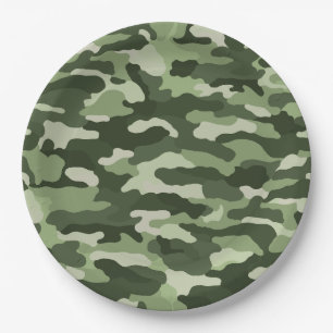 Green Camouflage Paper Plate