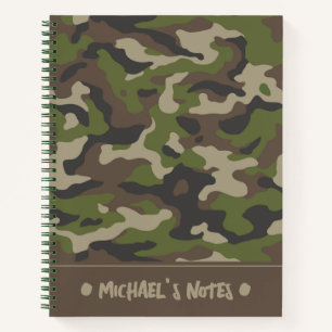 Green Camouflage Pattern   Add Your Name Notebook