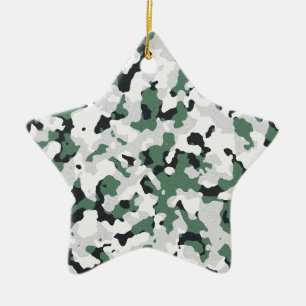 Green camouflage pattern ceramic tree decoration