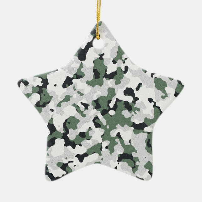 Green camouflage pattern ceramic tree decoration (Front)