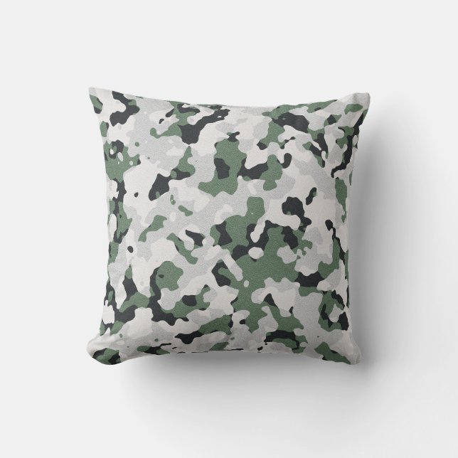 Green camouflage pattern cushion (Front)