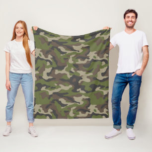 Green Camouflage Pattern Fleece Blanket