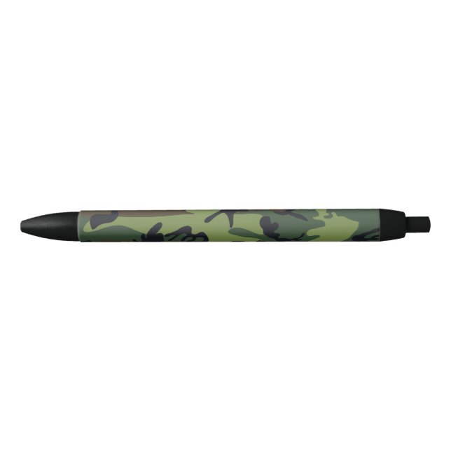 Green Camouflage Pattern, Military Pattern, Army Black Ink Pen (Front)