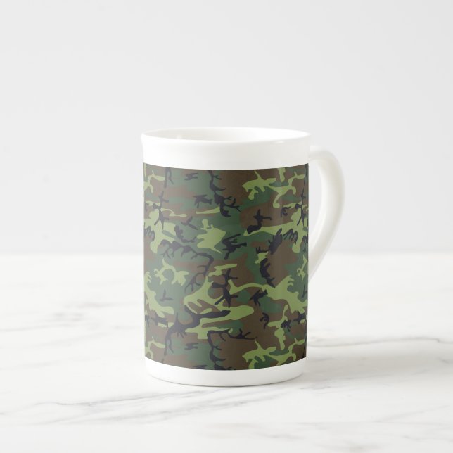 Green Camouflage Pattern, Military Pattern, Army Bone China Mug (Front Right)