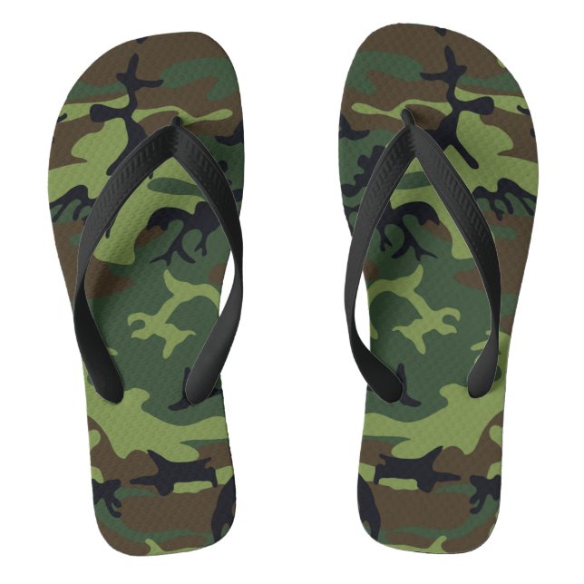 Green Camouflage Pattern, Military Pattern, Army Jandals (Footbed)