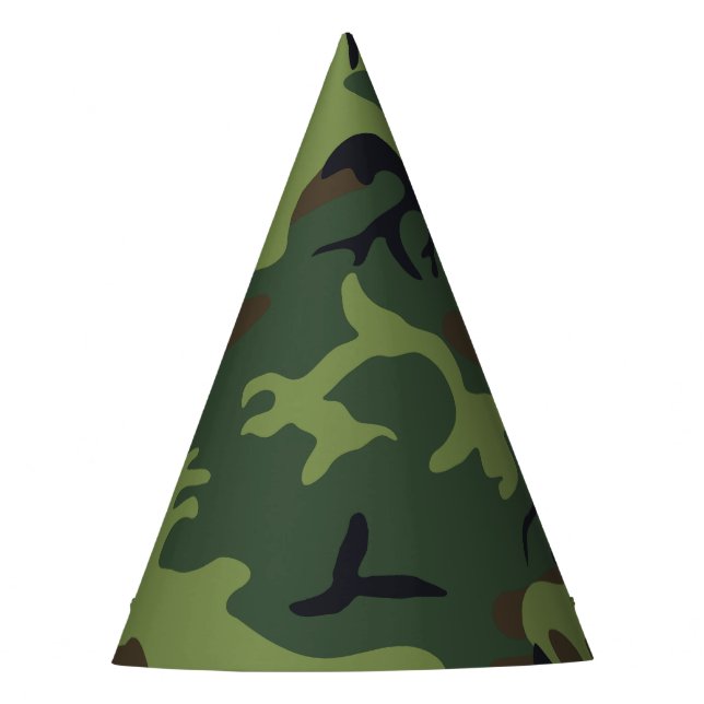Green Camouflage Pattern, Military Pattern, Army Party Hat (Front)