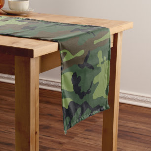 Green Camouflage Pattern, Military Pattern, Army Short Table Runner