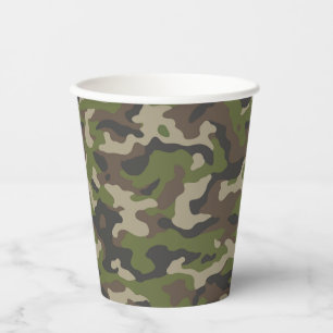 Green Camouflage Pattern Paper Cups