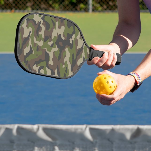 Green Camouflage Pattern Pickleball Paddle (Insitu)