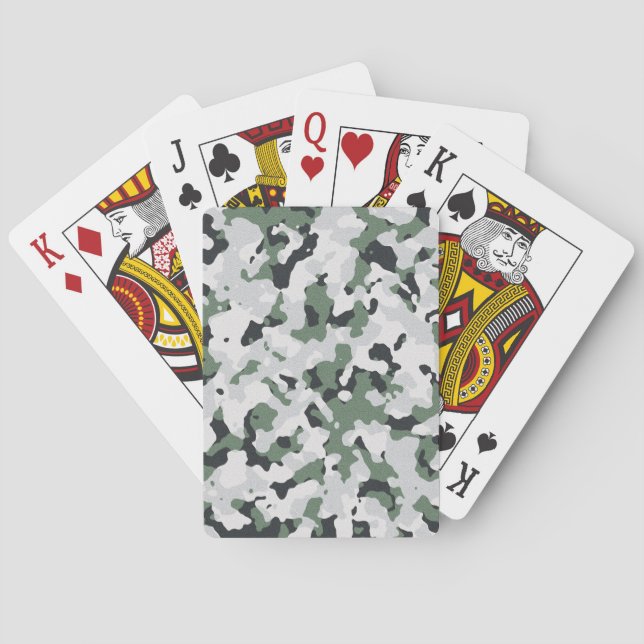 Green camouflage pattern playing cards (Back)