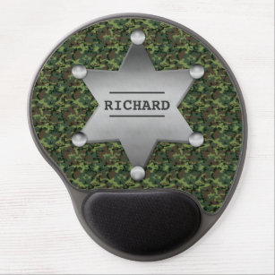 Green Camouflage Pattern Sheriff Name Badge Gel Mouse Pad