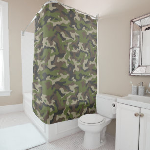 Green Camouflage Pattern Shower Curtain