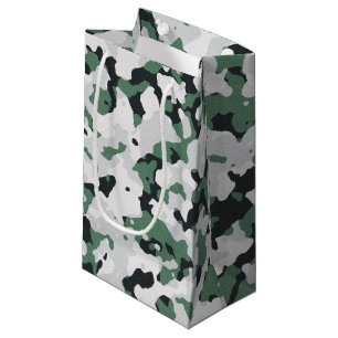 Green camouflage pattern small gift bag