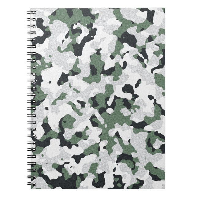 Green camouflage pattern spiral notebook (Front)