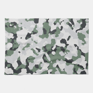 Green camouflage pattern tea towel