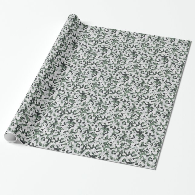 Green camouflage pattern wrapping paper (Unrolled)