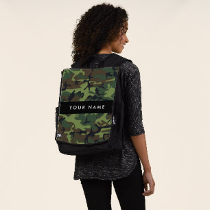 Green Camouflage Pattern, Your name, Personalise Backpack