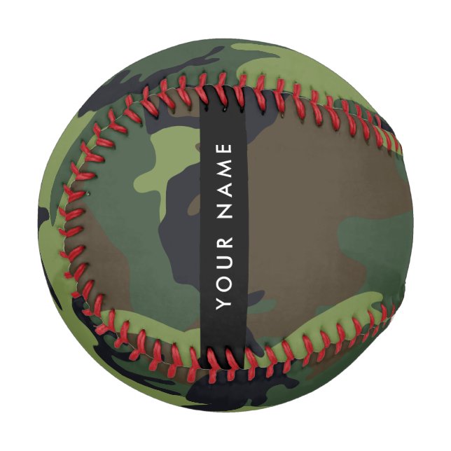 Green Camouflage Pattern, Your name, Personalise Baseball (Front Left)