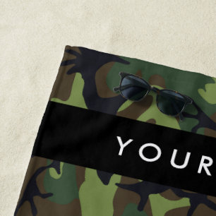 Green Camouflage Pattern, Your name, Personalise Beach Towel