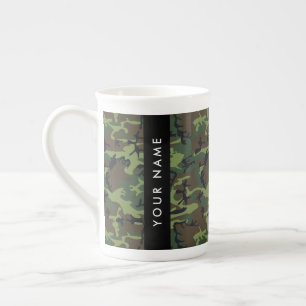 Green Camouflage Pattern, Your name, Personalise Bone China Mug