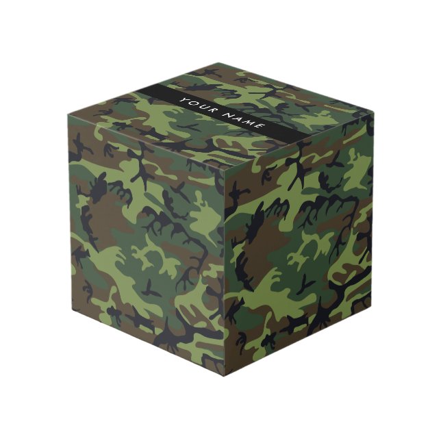 Green Camouflage Pattern, Your name, Personalise Cube (Front Angled)