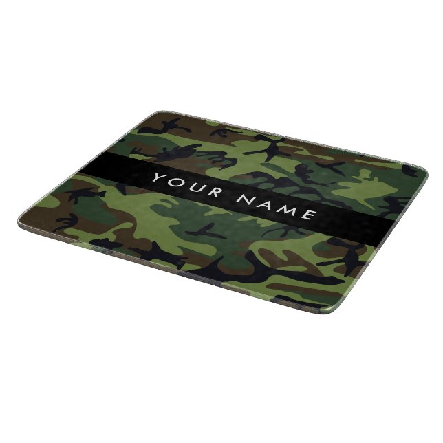 Green Camouflage Pattern, Your name, Personalise Cutting Board (Corner)