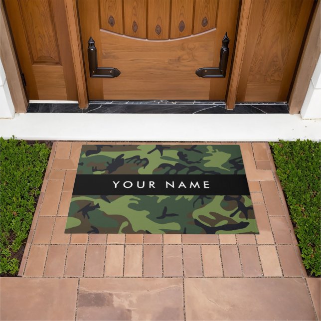 Green Camouflage Pattern, Your name, Personalise Doormat (Outdoor)