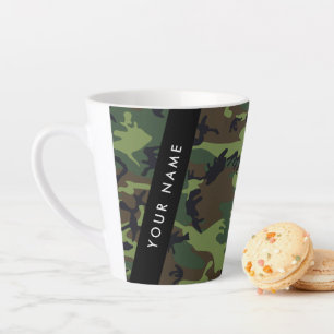 Green Camouflage Pattern, Your name, Personalise Latte Mug