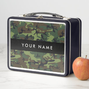 Green Camouflage Pattern, Your name, Personalise Metal Lunch Box