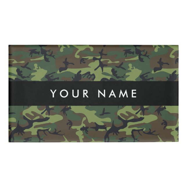 Green Camouflage Pattern, Your name, Personalise Name Tag (Front)