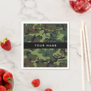 Green Camouflage Pattern, Your name, Personalise Napkin