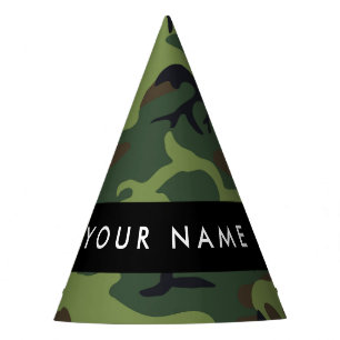 Green Camouflage Pattern, Your name, Personalise Party Hat