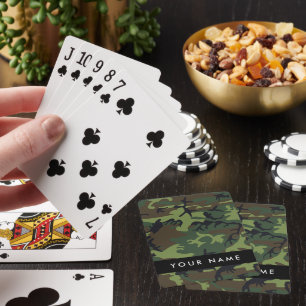 Green Camouflage Pattern, Your name, Personalise Playing Cards