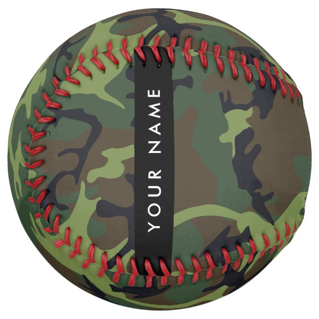 Green Camouflage Pattern, Your name, Personalise Softball (Front Left)
