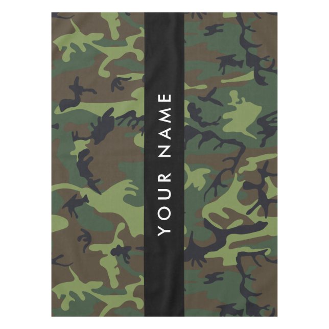 Green Camouflage Pattern, Your name, Personalise Tablecloth (Front)