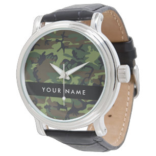 Green Camouflage Pattern, Your name, Personalise Watch