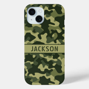 Green Camouflage Personalized iPhone 15 Case