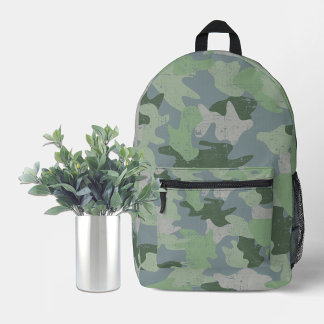 Green Camouflage Printed Backpack