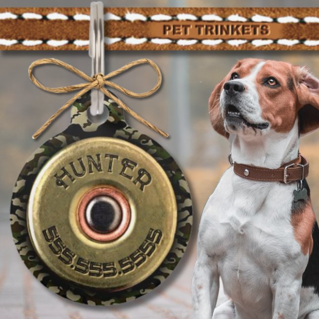 Green Camouflage Shotgun Shell Hunting Pet Tag (Creator Uploaded)