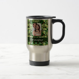Green camouflage travel mug