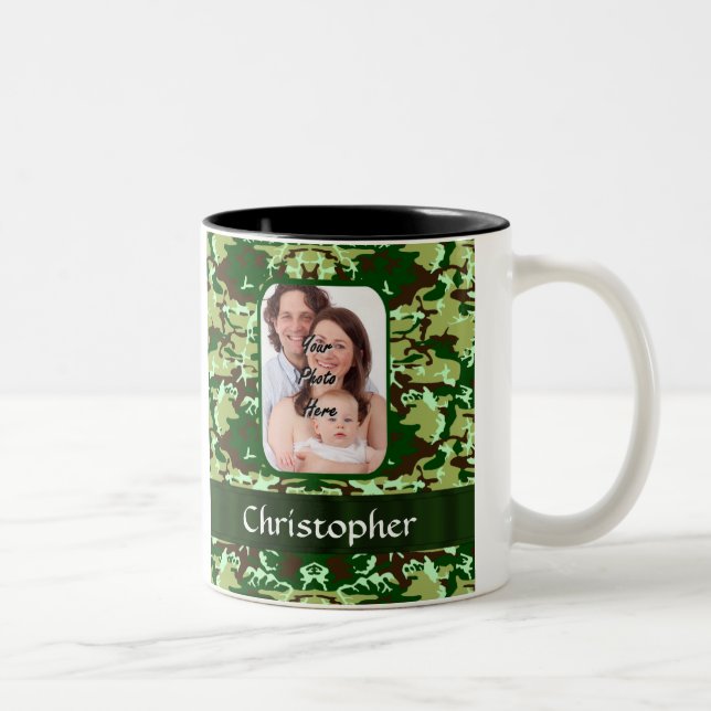 Green camouflage Two-Tone coffee mug (Right)