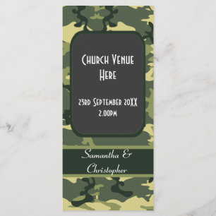 Green camouflage wedding program programme