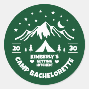 Green Camp Bachelorette Bride Classic Round Sticker