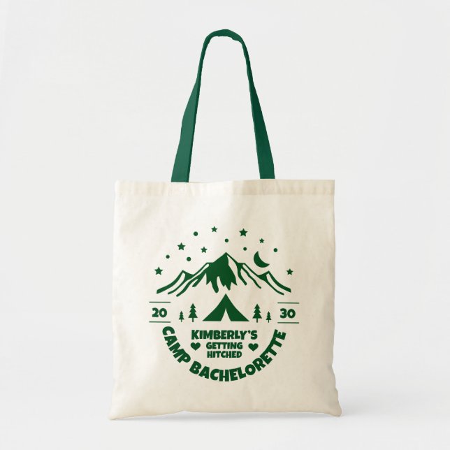 Green Camp Bachelorette Party Bride Tote Bag (Front)