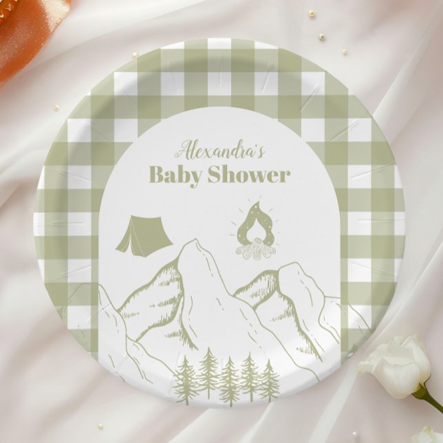 Green Camping Baby Shower Paper Plate (Creator Uploaded)