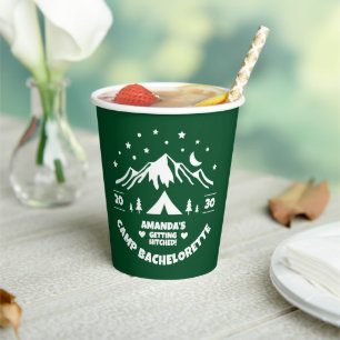 Green Camping Bachelorette Party Paper Cups