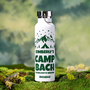 Green Camping Bachelorette Party Water Bottle