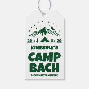 Green Camping Outdoor Bachelorette Gift Tags